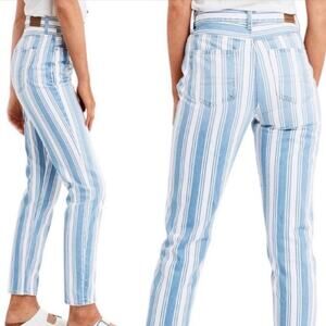 American Eagle Outfitters High Rise Mom Jean Stripes AEO